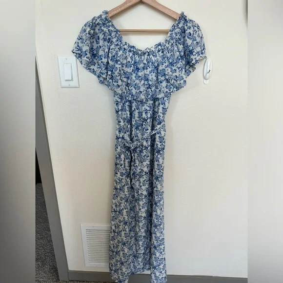 Rebecca Taylor Midi Silk Dress. Off the Shoulder size 6. - Picture 2 of 6